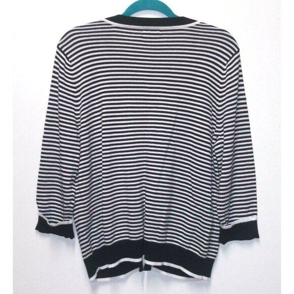 Croft & Barrow Womens Sweater Nautical Stripes Cardigan XL Button Up Pockets EUC - Picture 2 of 7